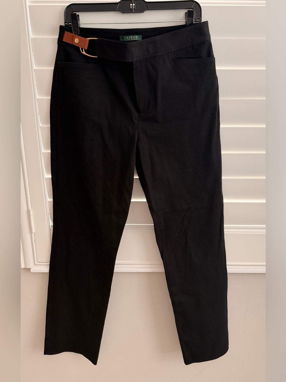 Lauren Ralph Lauren Black Pants with Leather Belt Detail